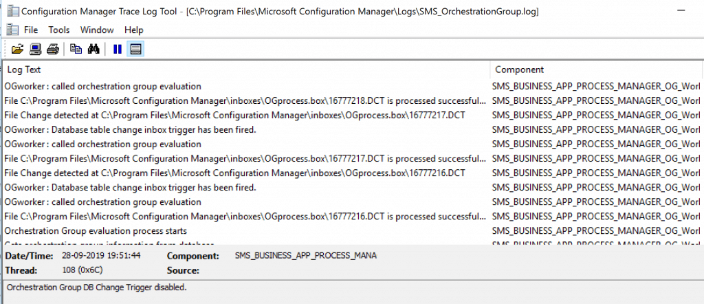 SCCM Orchestration Group - SMS_OrchestrationGroup.log