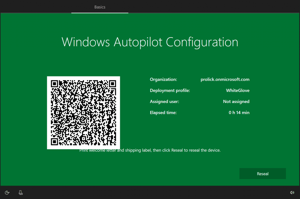 Windows Autopilot WhiteGlove - GREEN Screen showing provisioning succes - Window Autopilot WhiteGlove 