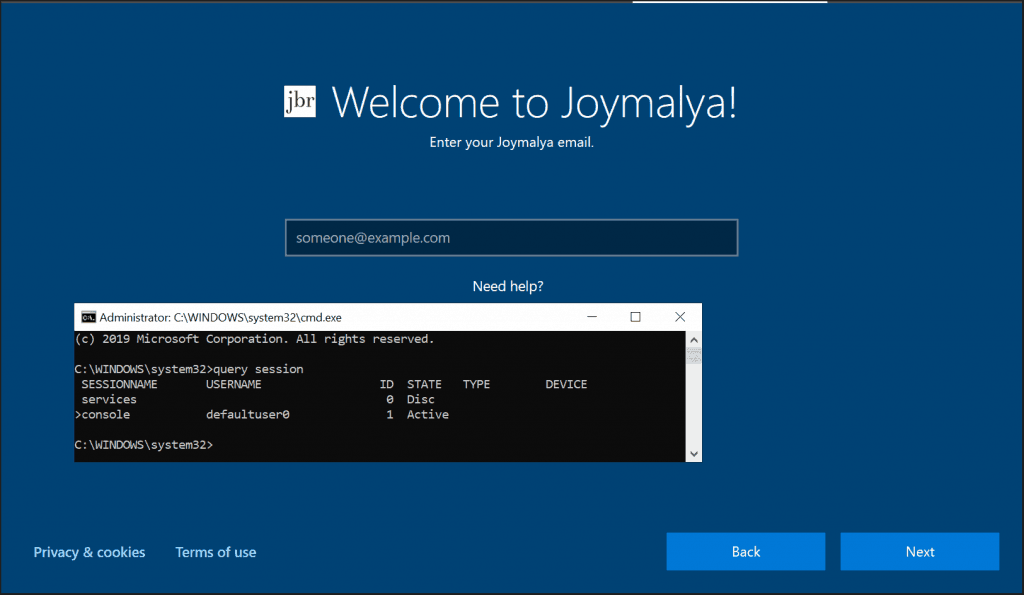 Windows Autopilot Whiteglove - User Flow - Session 1 defaultuser0