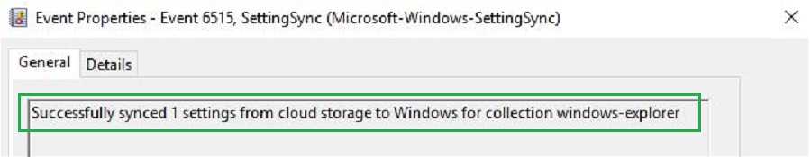 Settingsync eventviewer 