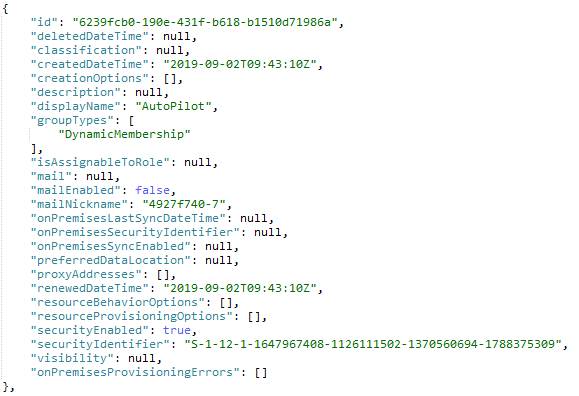 Intune Policy Assignment Classification - Graph returned properties for Group object