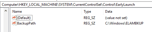 Windows Trusted Boot - ELAM Backup Path as defined in registry