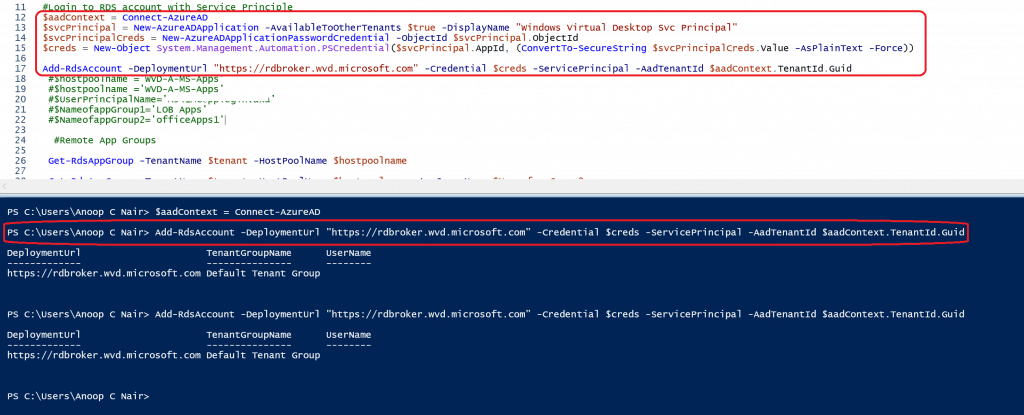  Login to RDS using SPN - AVD Remove Published Remote Apps