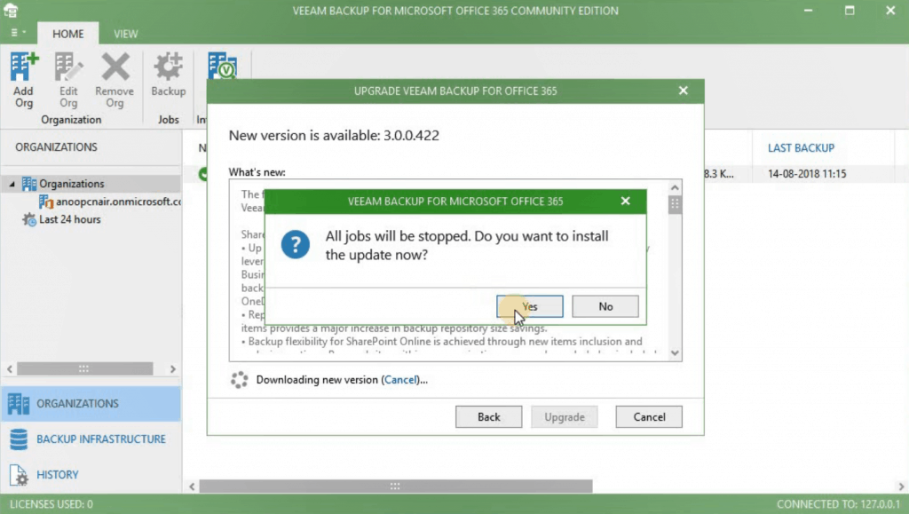 Upgrade Veeam Backup for Microsoft Office 365 from v2.0 to v3.0 - Fig.6