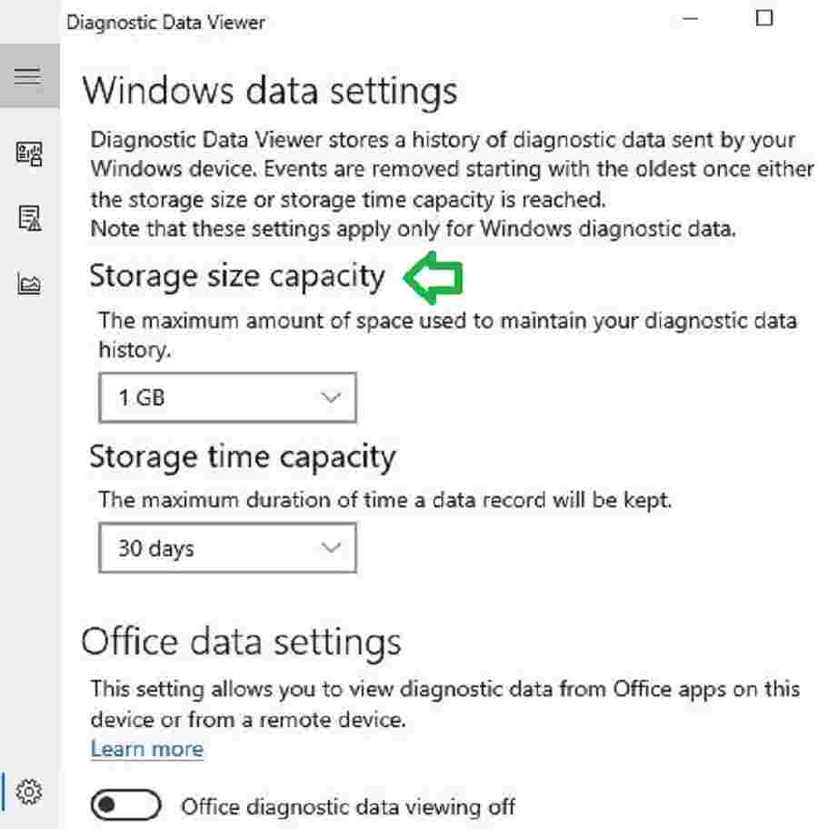 Diagnostic Data storage size -  Analyse Telemetry Data using Windows Diagnostic Data Viewer