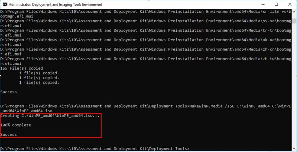 ISO Creation has completed - Sysprep Capture Windows 10 Image