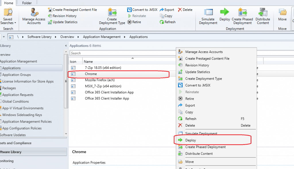 Deploy Google Chrome with SCCM - Click on Deploy