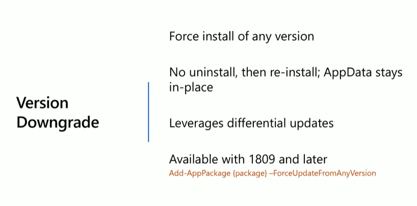 MSIX updates Version Downgrade