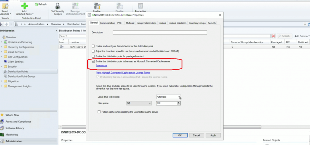 SCCM DP Configuration to take advantage of Microsoft Connected Cache Server 