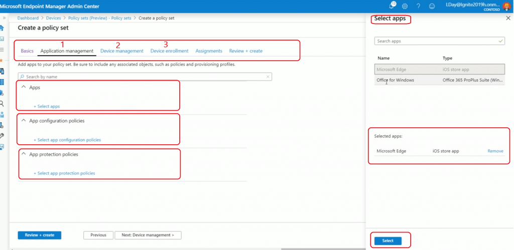 Select Intune Policy Set