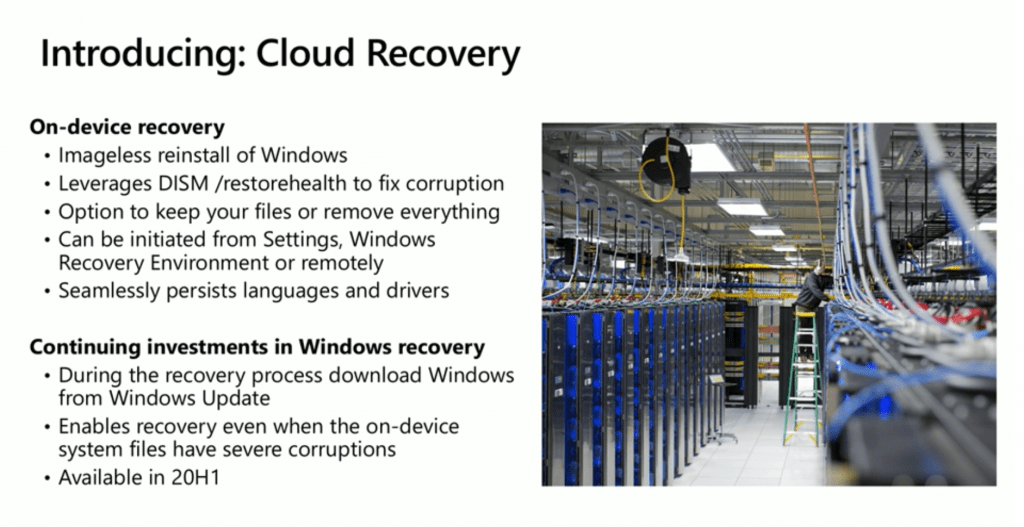 Windows 10 Cloud Recovery Options with 20H1 Updates 1