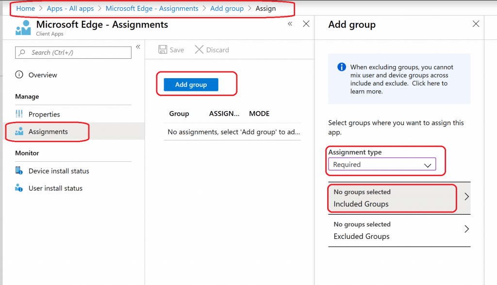 Microsoft Edge Assignment Deployment Options