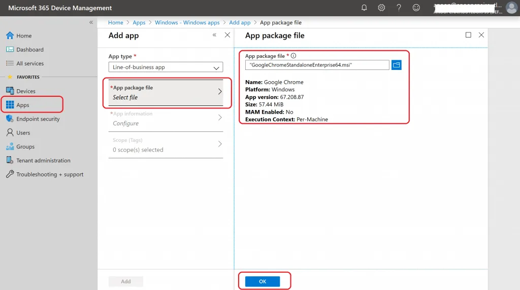 Intune Google Chrome Deployment using Intune Line of Business Application - Fig.4