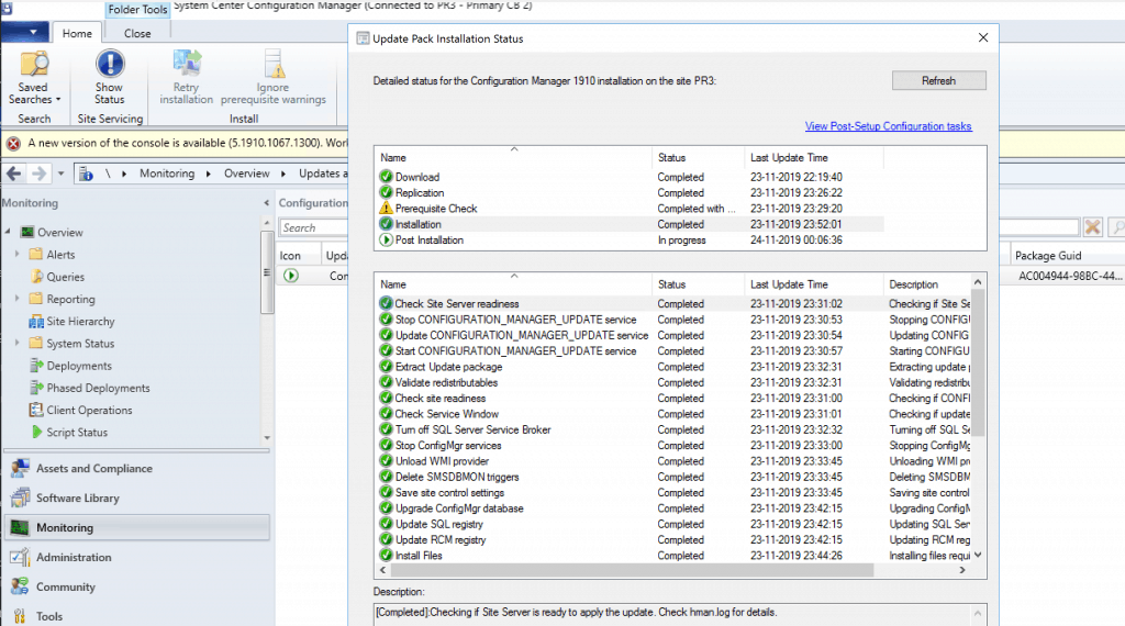 SCCM 1910 - Update Pack Installation Status