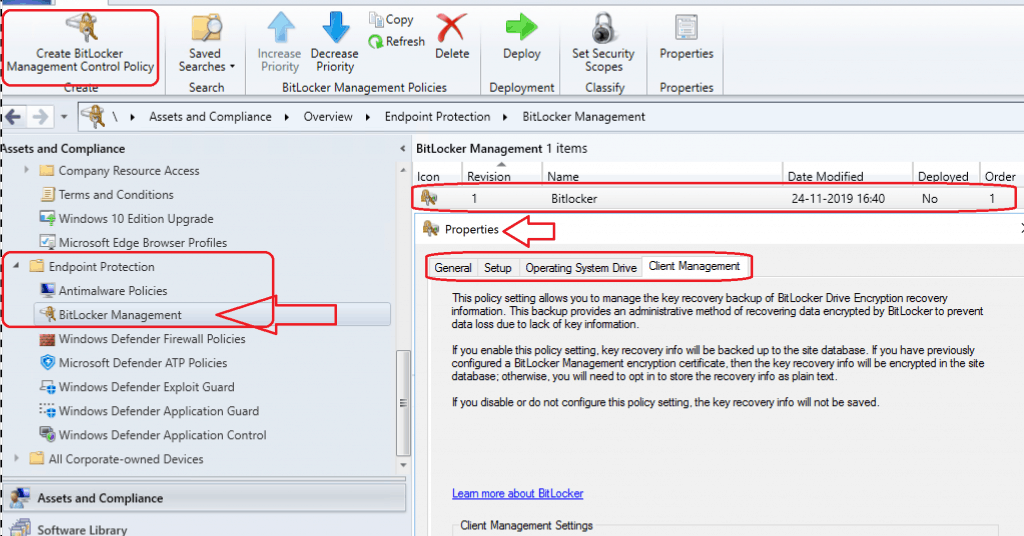 SCCM 1910 Bitlocker MBAM Configuration 