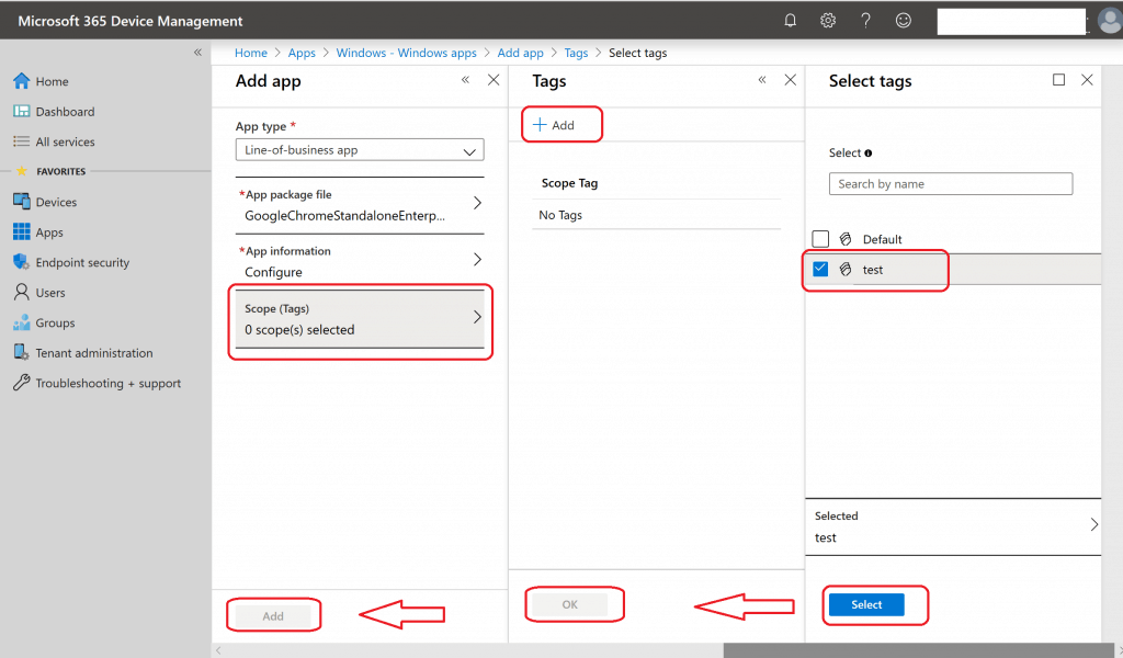 Scope Tags - Intune Google Chrome Browser 