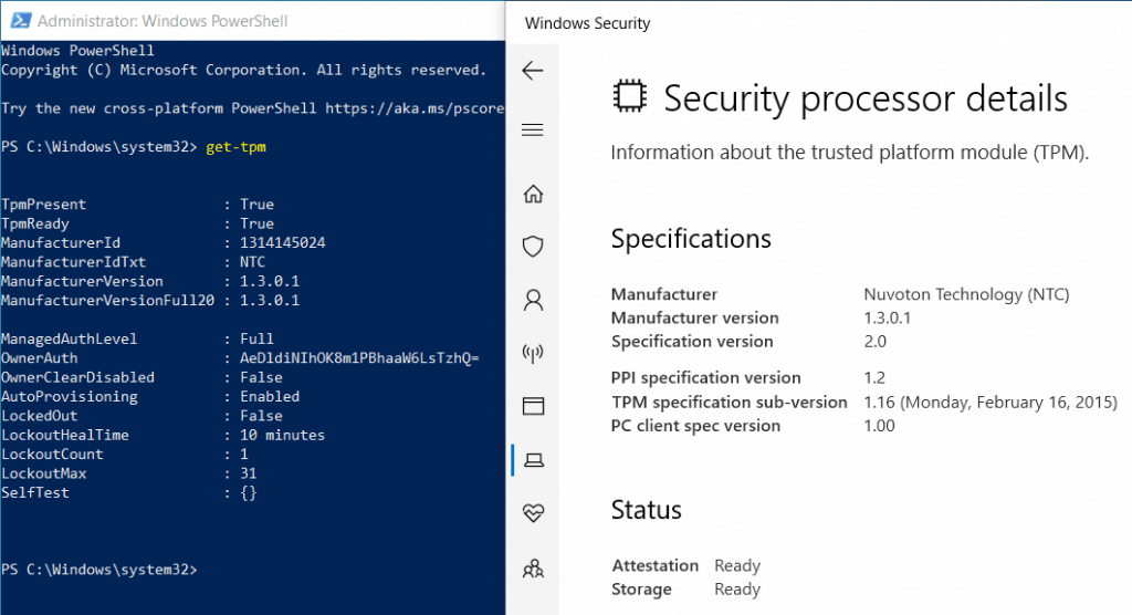 TPM in Ready State - Required for Device Encryption