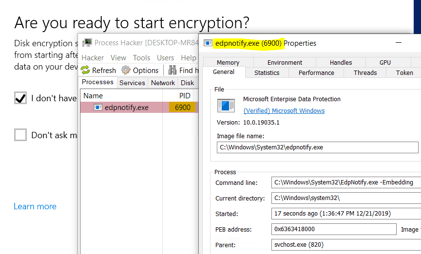 Bitlocker Drive Encryption - edpnotify.exe behind the Warning for 3rd party encryption