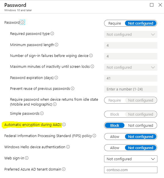 Bitlocker Drive Encryption - Seperate restriction profile required to stop Device Encryption during AADJ