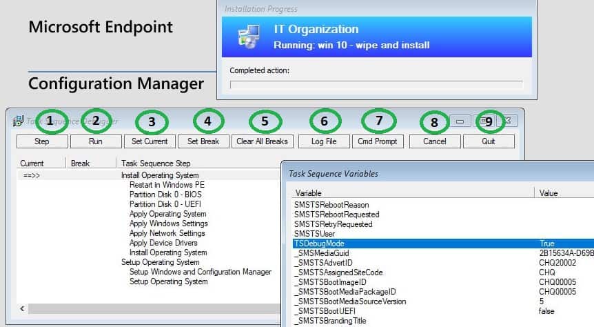 Task Sequence Debugger controls