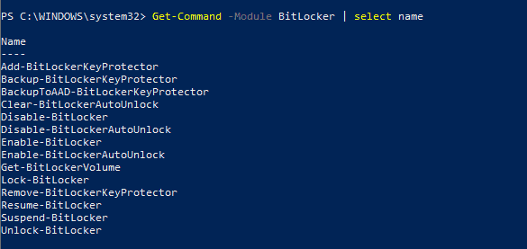 Bitlocker Drive Encryption - PS module Bitlocker to manage and modify settings