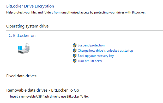 Bitlocker Drive Encryption - Bitlocker Management GUI tool to manage and modify settings