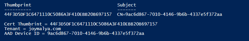 Bitlocker Drive Encryption - Output of sample script snippet above