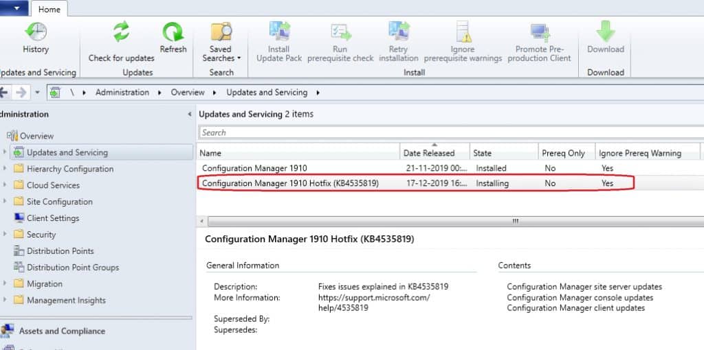 Configuration Manager 1910 Hotfix KB4535819|Early Update Ring - Fig.2