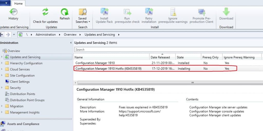 SCCM 1910.-  Configuration Manager KB4535819 | SCCM 