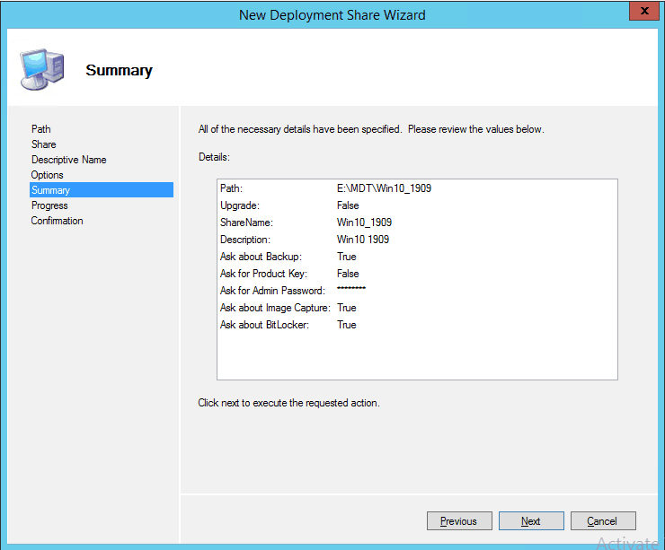 Summary - MDT New Deployment Share 