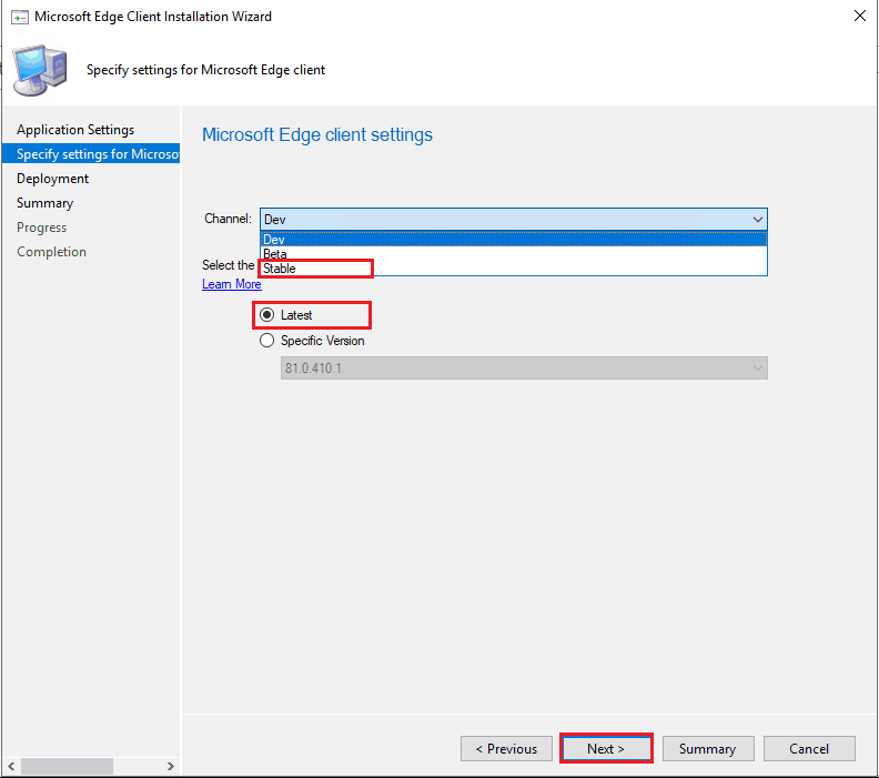 SCCM Upgrade Microsoft Edge