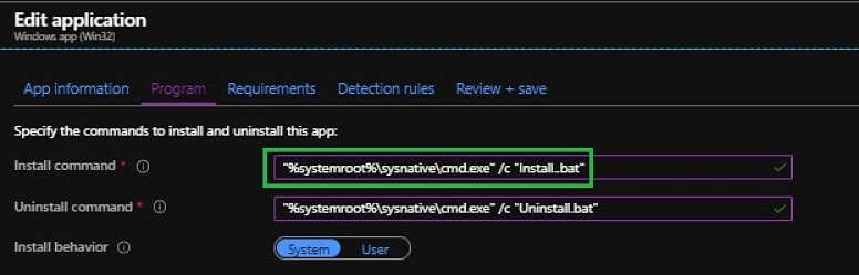 Intune installation command line - System32 Vs Syswow64