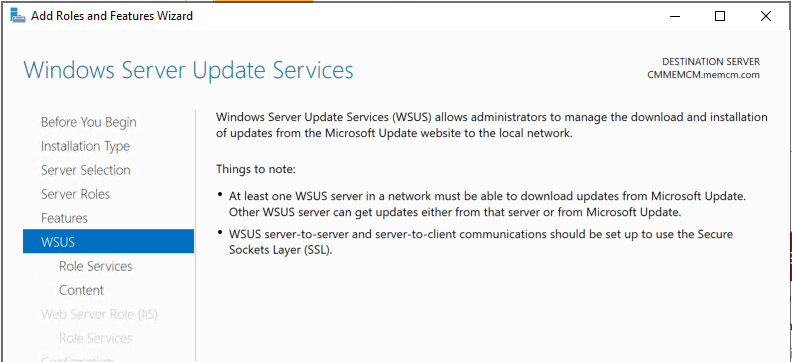 Windows Server Update Services Wizard 