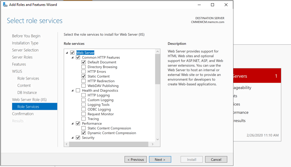 Select Roles Services for IIS