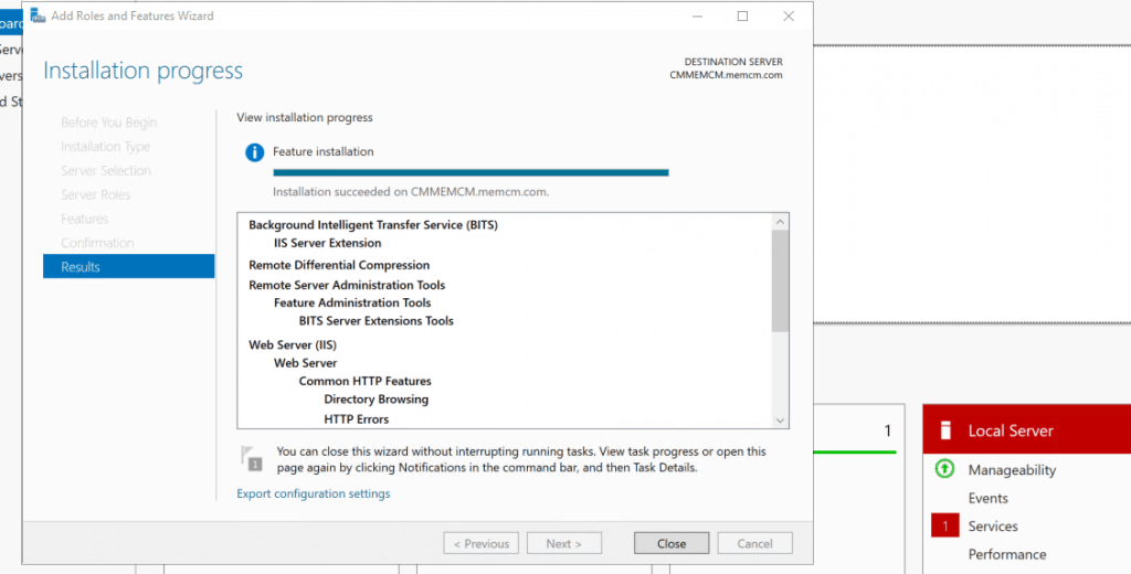 Finish the installation of  Remote Differential Compression & BITS 