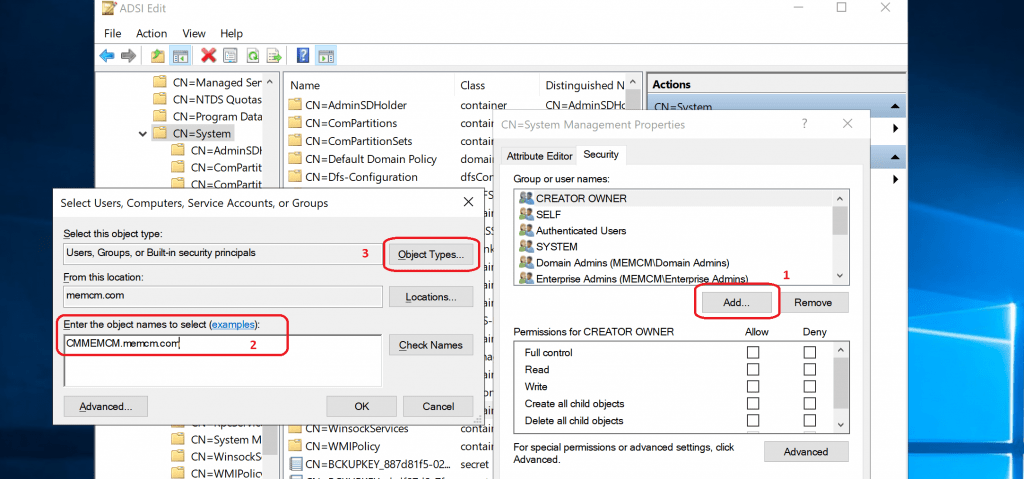 Add computer accounts of SCCM Site System Servers