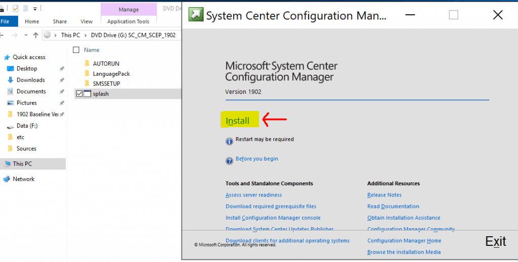 Microsoft Endpoint Manager Configuration Manager - Install