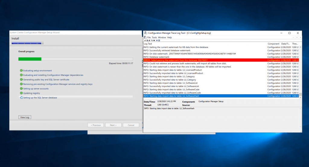 Progress - New ConfigMgr Primary Server Installation