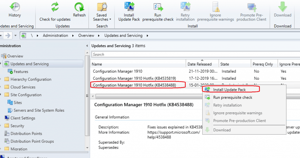 ConfigMgr KB4538488 Installation 