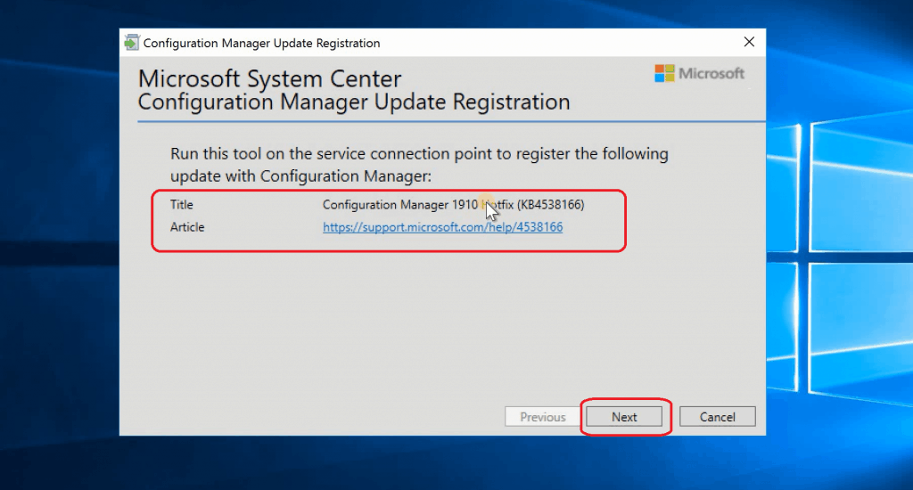 Microsoft System Center Configuration Manager Update Registration 