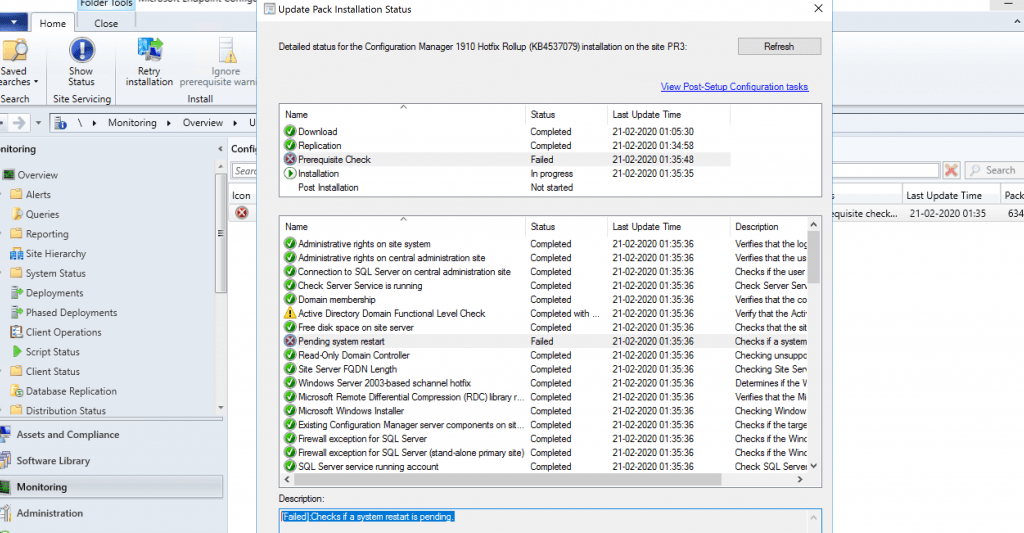 SCCM 1910 Failed Update