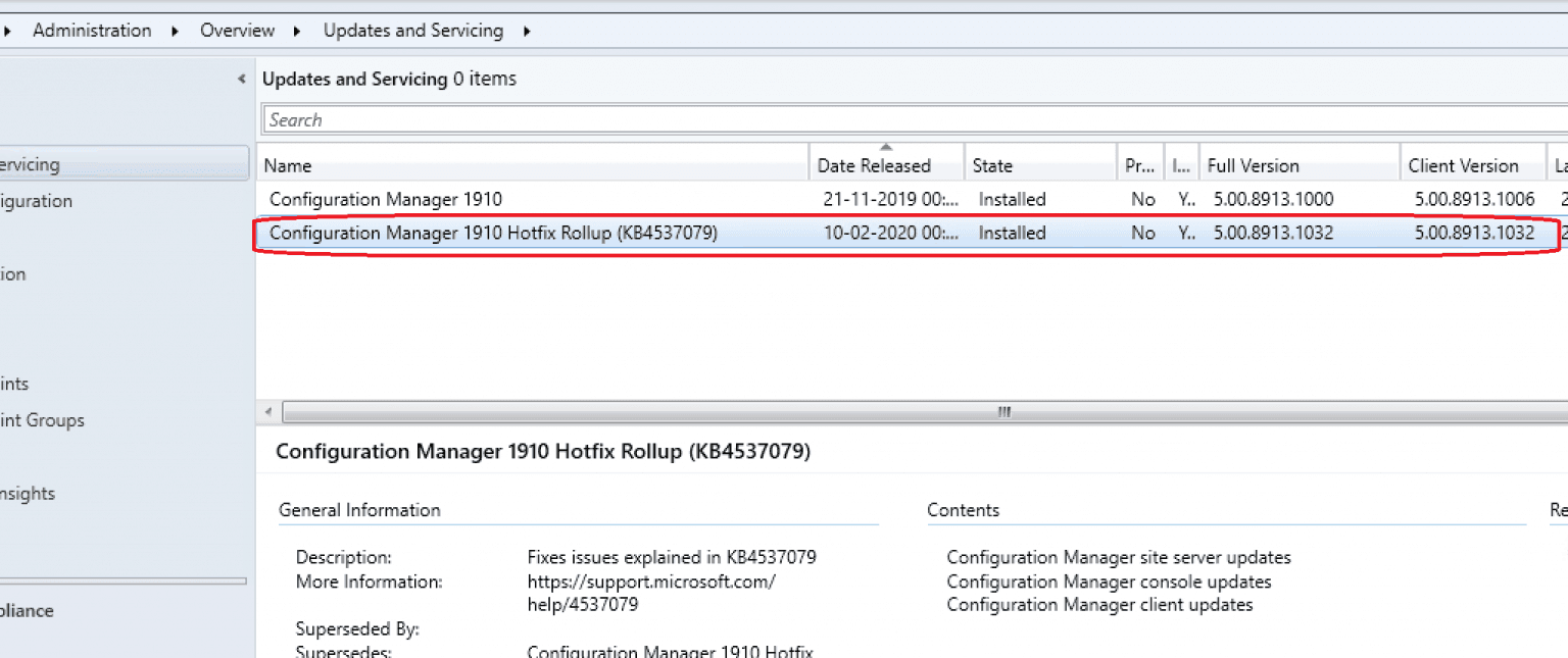 SCCM 1910 Rollup Update KB 4537079| Reboot Issues