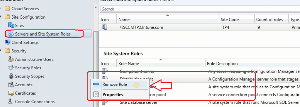 Remove Distribution Point Role