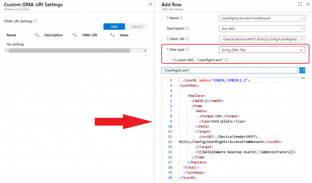 UserRights -  String (XML File) - UserRights Policy