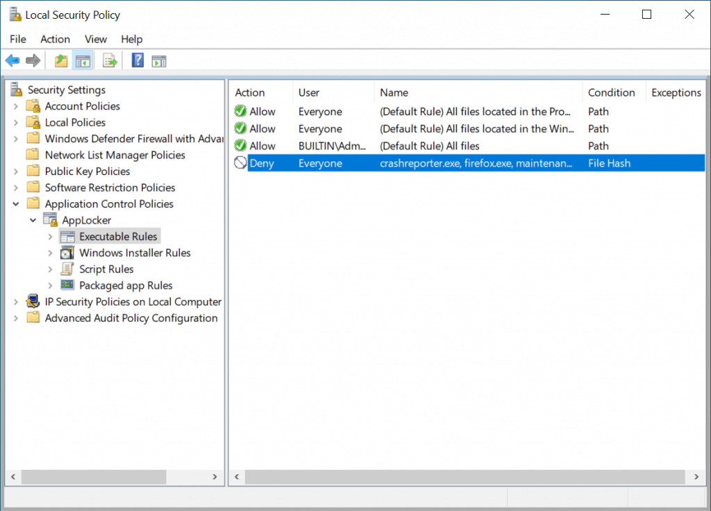 Create AppLocker Policies -  Executable Rules    