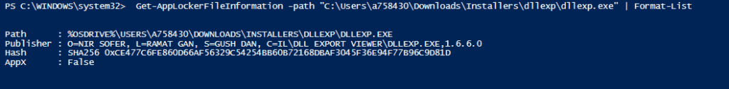 Windows Information Protection - Get-AppLockerFileInformation cmdlet to retrieve Publisher info of an app package