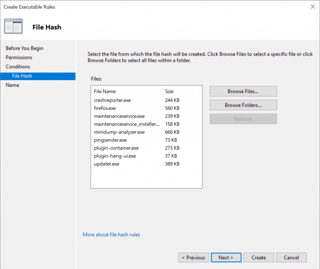 Create AppLocker Policies -   Specific file or click browse folders