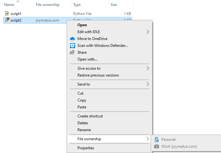 Windows Information Protection - Cannot change ownership of Work file when EDP is set to Blocked mode