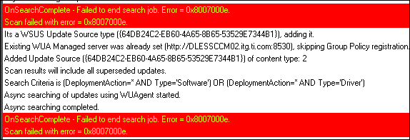 WUAgent Error 0x8007000e - SCCM Client Patching Issues