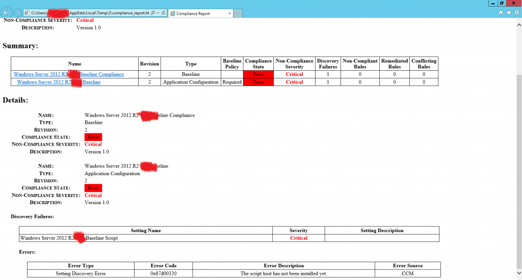 FIX DCM Compliance Rules Error 0x87d00320 with ConfigMgr